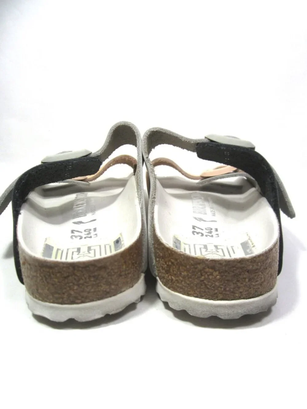 Birkenstock Arizona Split EUC Womens 6 37 Gray Beige Black Mineral Light Rose
